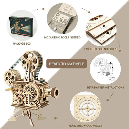 Retro Reel 3D Wooden Projector Puzzle