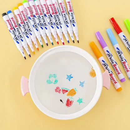 8/12-Color Magical Water Floating Brush Pens – Floating Whiteboard Markers for Kids | Fun Educational Drawing Set for Creative Art