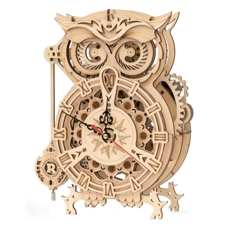 Owl Clock 3D Wooden Puzzle Kit