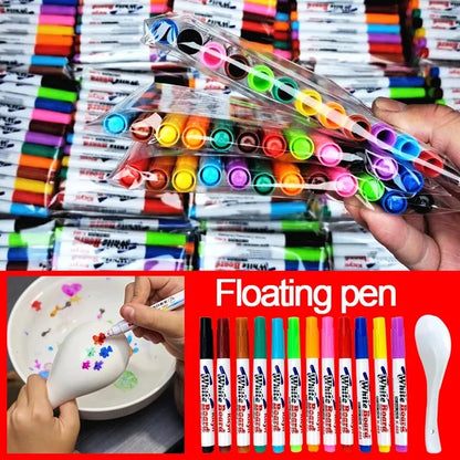 8/12-Color Magical Water Floating Brush Pens – Floating Whiteboard Markers for Kids | Fun Educational Drawing Set for Creative Art