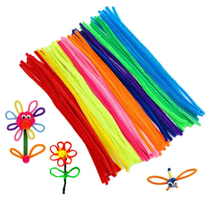 100 Colorful Chenille Stems - 5MM Pipe Cleaners for Kids' DIY Crafts