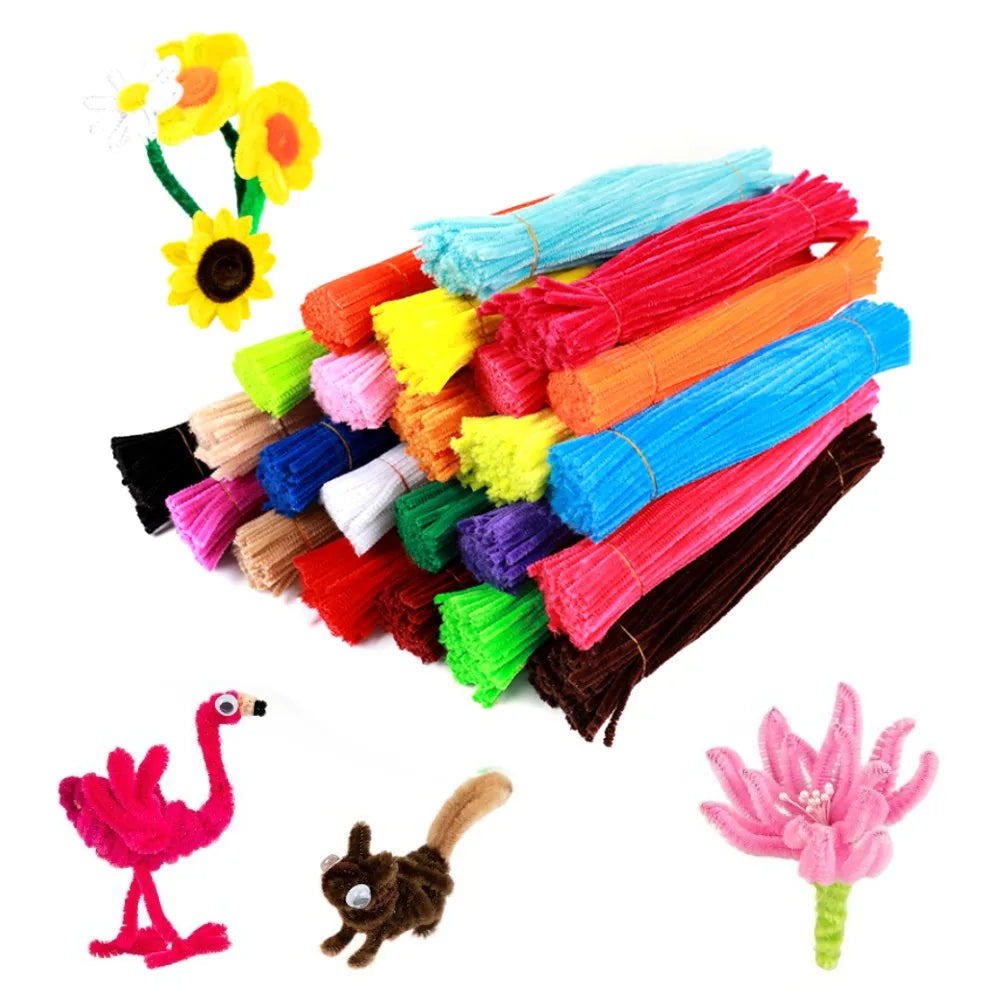 100 Colorful Chenille Stems - 5MM Pipe Cleaners for Kids' DIY Crafts