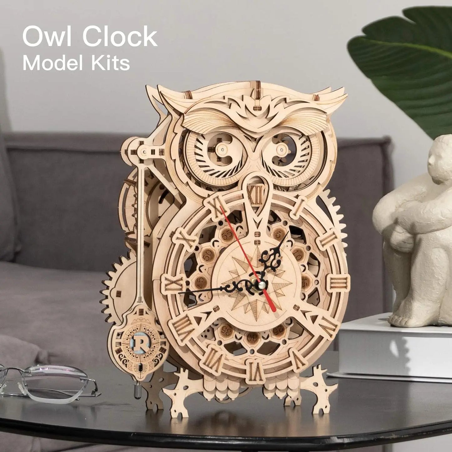 Owl Clock 3D Wooden Puzzle Kit