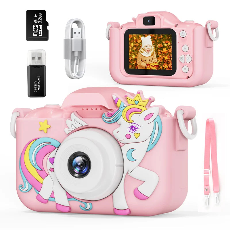 Back view of kids’ camera with dinosaur design – fun and safe camera for children