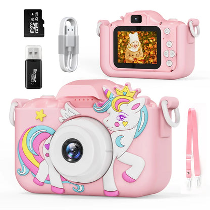 Back view of kids’ camera with dinosaur design – fun and safe camera for children