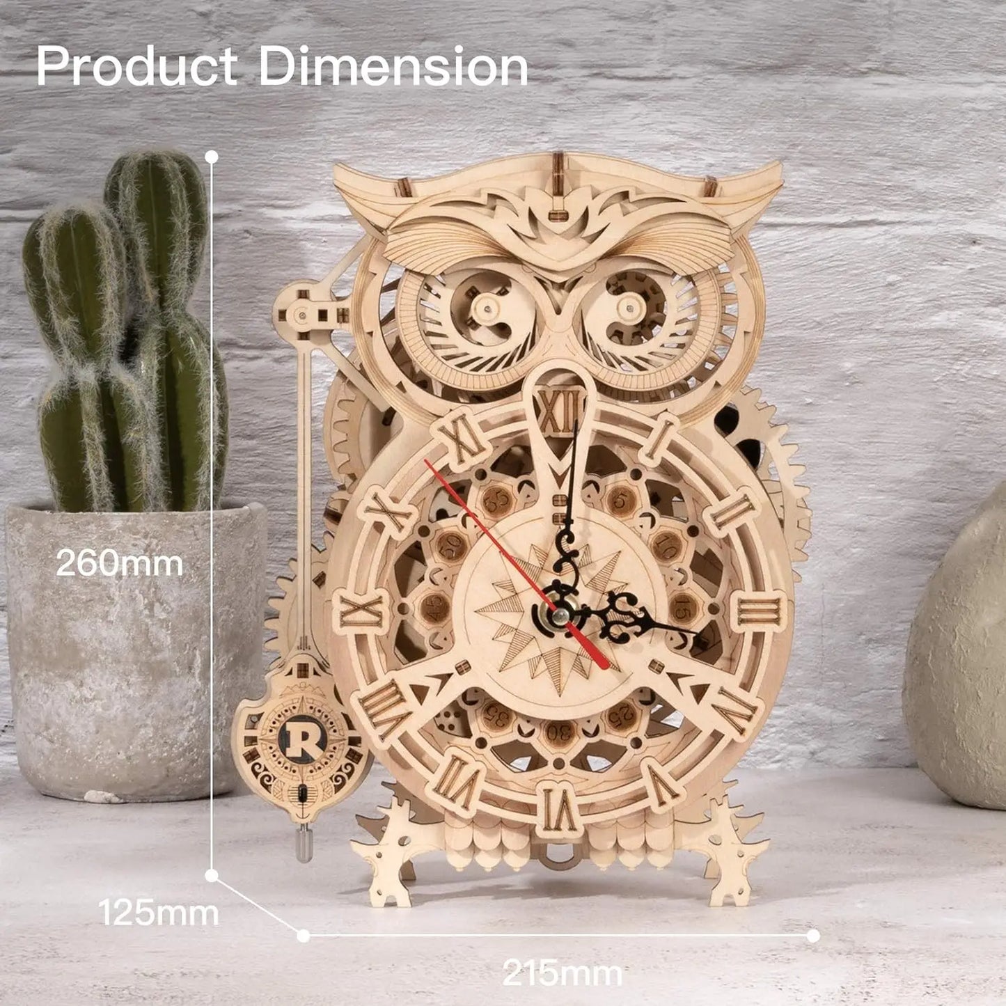 Owl Clock 3D Wooden Puzzle Kit